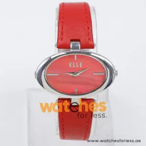 Elle Women’s Quartz Red Leather Strap Red Dial 40mm Watch EL20024S03C