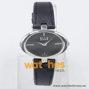 Elle Women’s Quartz Black Leather Strap Black Dial 40mm Watch EL20024S04C/1