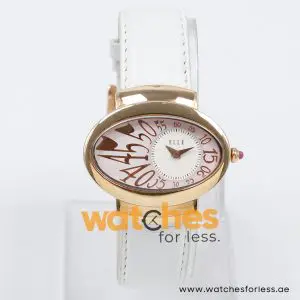 Elle Women’s Quartz White Leather Strap Light Purple & Off-White Dial 40mm Watch EL20032S01N