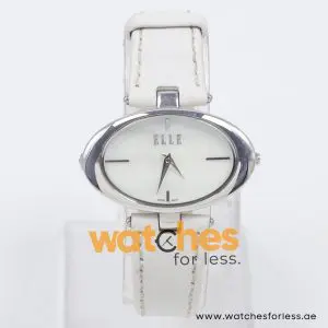 Elle Women’s Quartz White Leather Strap Mother Of Pearl Dial 40mm Watch EL20024S02C