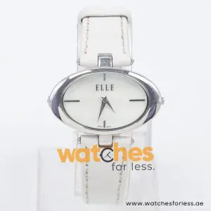 Elle Women’s Quartz White Leather Strap Mother Of Pearl Dial 40mm Watch EL20024S02C