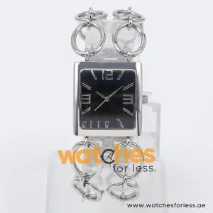 Elle Women’s Quartz Silver Stainless Steel Black Dial 25mm Watch EL20003B01C
