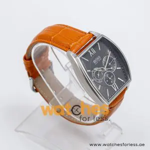 Hugo Boss Men’s Quartz Orange Leather Strap Grey Dial 38mm Watch 1512397/1