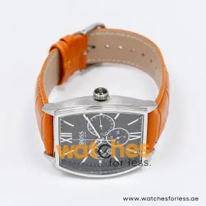 Hugo Boss Men’s Quartz Orange Leather Strap Grey Dial 38mm Watch 1512397/1