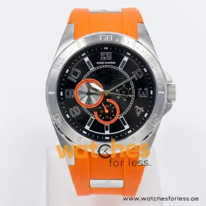 Hugo Boss Men’s Quartz Orange Silicone Strap Black Dial 46mm Watch 1512812