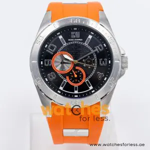 Hugo Boss Men’s Quartz Orange Silicone Strap Black Dial 46mm Watch 1512812