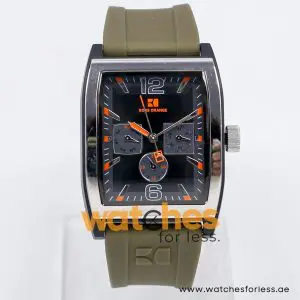 Hugo Boss Men’s Quartz Olive Green Silicone Strap Black Dial 37mm Watch 1512686