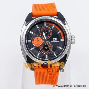 Hugo Boss Men’s Quartz Orange Silicone Strap Black Dial 44mm Watch 1512826