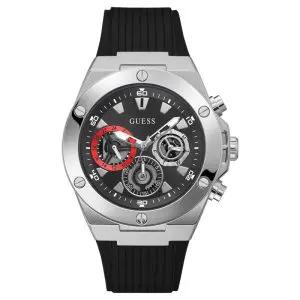 Guess Men’s Quartz Black Silicone Strap Black Dial 46mm Watch GW0417G3
