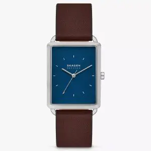 Skagen Men’s Quartz Brown Leather Strap Blue Dial 36mm Watch SKW6930 (Without Tag)