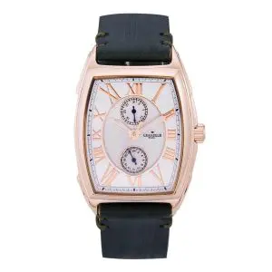 GRANDEUR PLUS Men’s Quartz Leather Strap White Dial 51mm Watch GRP006P1