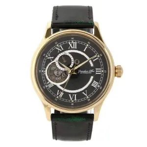GRANDEUR PLUS Men’s Automatic Leather Strap Black Dial 47mm Watch GRP013G1