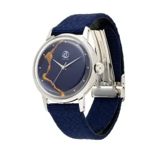 LOV-IN BOUQUET Women’s Quartz Fabric & Leather Strap Navy Blue Dial 36mm Watch LVB140S1