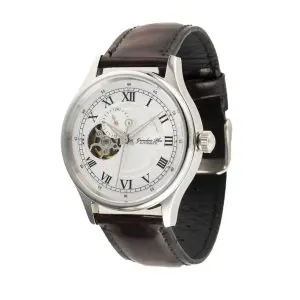 GRANDEUR PLUS Men’s Automatic Leather Strap White Dial 47mm Watch GRP013W1