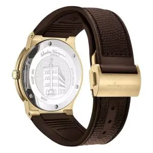 Ferragamo Men’s Swiss Made Quartz Brown Hybrid Strap Silver Dial 42 mm Watch SFDT00819