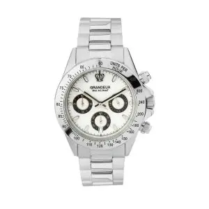 Grandeur Japan Men’s Quartz Stainless Steel White Dial 42mm Watch JGR004W1