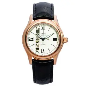 STAG TYO Men’s Automatic Leather White Dial 48mm Watch STG003P2