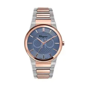 Ferragamo Swiss Made Men's Quartz Two Tone Stainless Steel Blue Dial 41mm Watch SFHP007-20