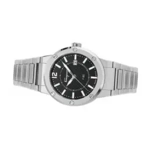 Ferragamo Men’s Swiss Made Quartz Silver Stainless Steel Black Dial 44mm Watch SFHY02925