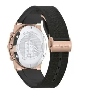Ferragamo Men’s Swiss Made Quartz Black Silicone Strap Black Dial 41mm Watch SFME00721