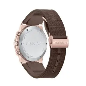 Ferragamo Men’s Swiss Made Quartz Brown Silicone Strap Brown Dial 41mm Watch SFME01023