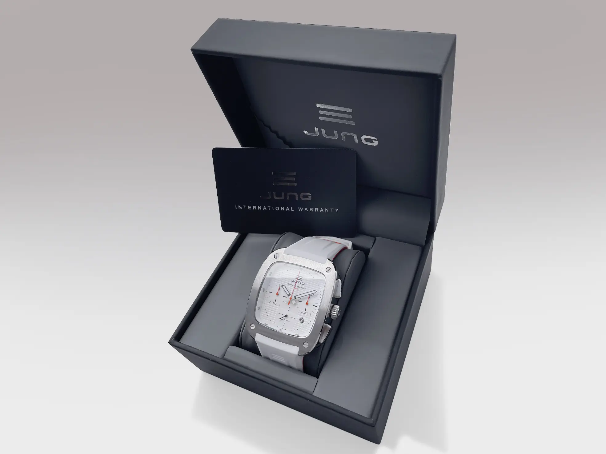 JUNG Men’s Quartz White Silicone Strap White Dial 49mm French Design - Japan Made Watch J43C-01-WH