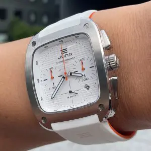 JUNG Men’s Quartz White Silicone Strap White Dial 49mm French Design - Japan Made Watch J43C-01-WH