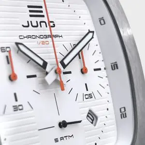 JUNG Men’s Quartz White Silicone Strap White Dial 49mm French Design - Japan Made Watch J43C-01-WH