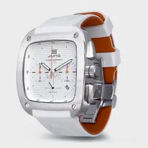 JUNG Men’s Quartz White Silicone Strap White Dial 49mm French Design - Japan Made Watch J43C-01-WH