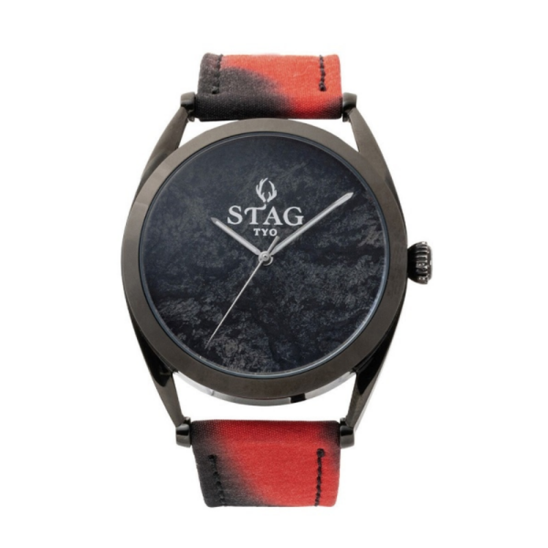 STAG TYO Japan Men’s Automatic Kyoto Silk Strap Black Dial 42mm Watch STGxH022B1