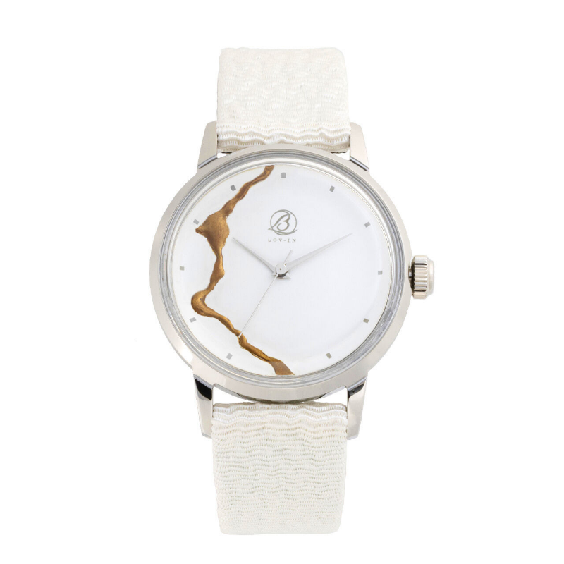 LOV-IN BOUQUET Japan Women’s Quartz Tango Chirimen Silk Strap Moonwhite Dial 36mm Watch LVB140S2