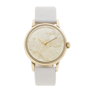 LOV-IN BOUQUET Japan Women’s Quartz Apple Skin Leather Strap Gold Flower Dial 36mm Watch LVB136G1