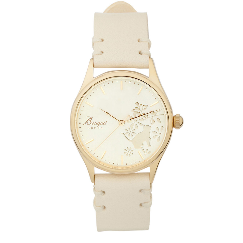LOV-IN BOUQUET Japan Women’s Quartz Leather Strap Cream Dial 33mm Watch LVB134G3