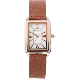 GRANDEUR ELEGANCE Japan Women’s Quartz Brown Leather Strap White Dial 33mm Watch ESL073T5