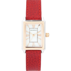 GRANDEUR ELEGANCE Japan Women’s Quartz Red Leather Strap White Dial 33mm Watch ESL073T2