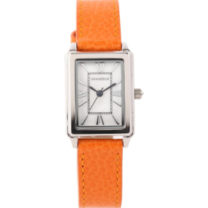 GRANDEUR ELEGANCE Japan Women’s Quartz Orange Leather Strap White Dial 33mm Watch ESL073W3