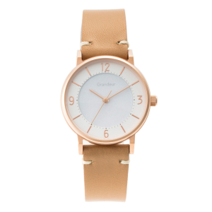 GRANDEUR ELEGANCE Japan Women's Automatic Leather Strap Silver&White Dial 31mm Solar Watch Watch GSW005P1