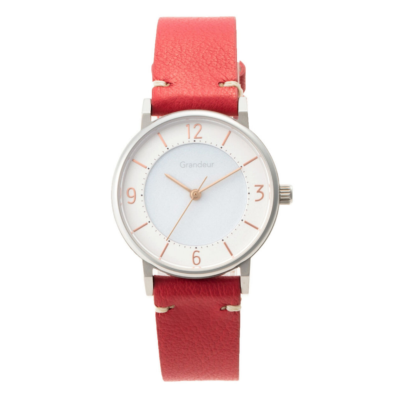 GRANDEUR ELEGANCE Japan Women’s Quartz Leather Strap Silver & White Dial 31mm Solar Watch GSW005W3