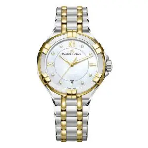 Maurice Lacroix Women’s Quartz Swiss Made Two Tone Stainless Steel White Mother Of Pearl Dial 30mm Watch A11006-PVY13-171-1