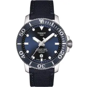 TISSOT Men’s Swiss Made Powermatic Dark Blue Fabric Strap Dial 43mm Watch T120.407.17.041.01