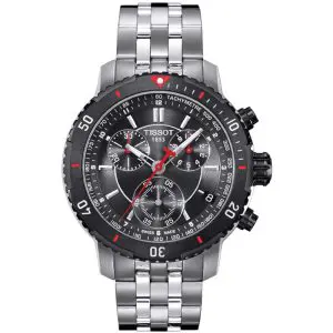 TISSOT Men’s Chronograph Quartz Swiss Made Silver Stainless Steel Black Dial 42mm Watch T067.417.21.051.00