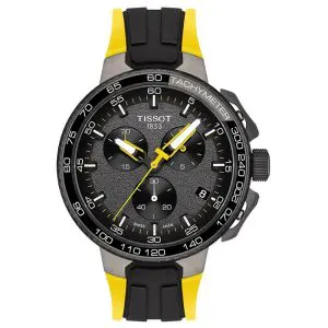 TISSOT T-Race Men’s Quartz Swiss Made Black&Yellow Silicone Strap Black Dial 45mm Watch T111.417.37.441.00