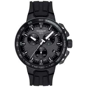 TISSOT T-Race Men’s Quartz Swiss Made Black Silicone Strap Black Dial 44mm Watch T111.417.37.441.03