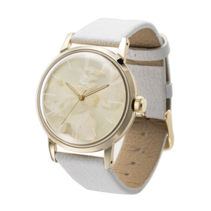 Alternative view of LOV-IN BOUQUET Japan Women’s Quartz Apple Skin Leather Strap Gold Flower Dial 36mm Watch LVB136G1