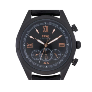 Alternative view of STAG TYO Japan Men’s Quartz Black Leather Strap Black Dial 42mm Watch STG004B1
