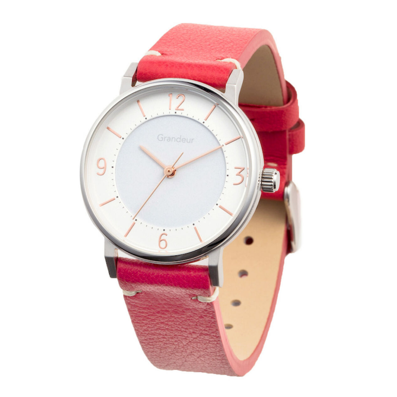 GRANDEUR ELEGANCE Japan Women’s Quartz Leather Strap Silver & White Dial 31mm Solar Watch GSW005W3 - Image 2