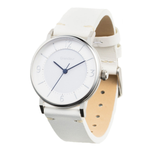 Alternative view of GRANDEUR ELEGANCE Japan Women’s Quartz Leather Strap Silver Sunray Dial 31mm Solar Watch GSW005W2