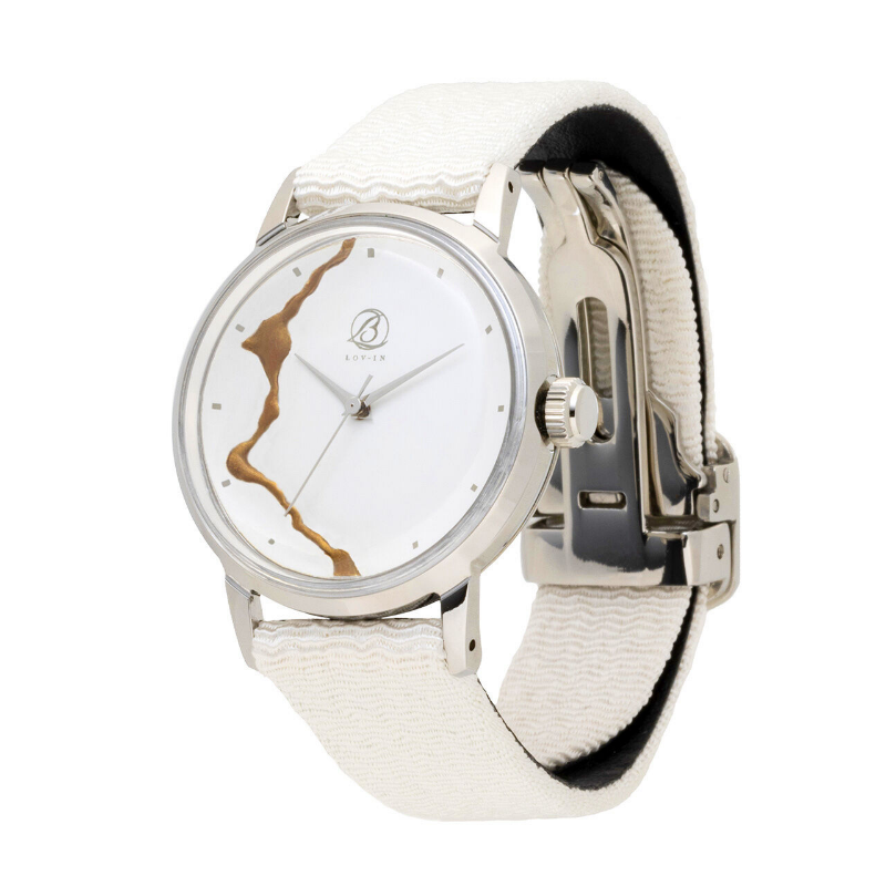 LOV-IN BOUQUET Japan Women’s Quartz Tango Chirimen Silk Strap Moonwhite Dial 36mm Watch LVB140S2 - Image 3