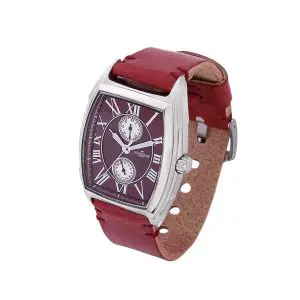 GRANDEUR PLUS Japan Men’s Quartz Leather Strap Red Dial 51mm Watch GRP006W2
