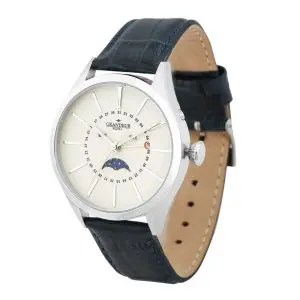 GRANDEUR PLUS Japan Men’s Quartz Leather Strap Off White Dial 48mm Watch GRP011W1